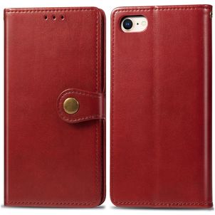 Mobigear Snap Button iPhone SE (2022) Hoesje Bookcase Portemonnee - Rood