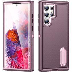 Mobigear Rugged Stand Samsung Galaxy S23 Ultra Hoesje Hardcase Backcover Shockproof met Standaard - Paars