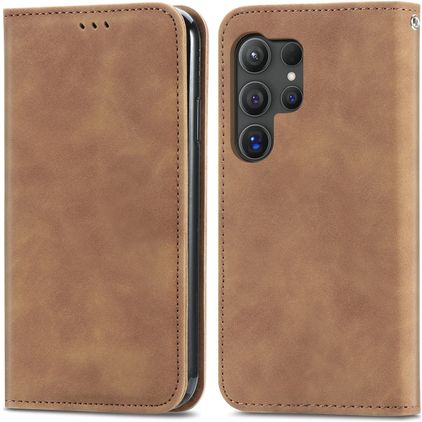 Mobigear Retro Slim Samsung Galaxy S25 Ultra Hoesje Bookcase Portemonnee - Bruin
