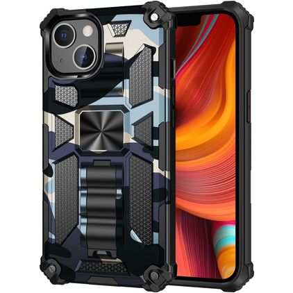 Mobigear Armor Stand iPhone 13 Hoesje Hardcase Backcover Shockproof met Standaard - Marineblauw