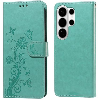 Mobigear Flowers Samsung Galaxy S26 Ultra Hoesje Bookcase Portemonnee - Groen