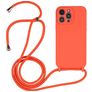 Mobigear Lanyard iPhone 14 Pro Siliconen Hoesje met koord - Oranje