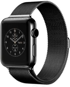 Mobigear Style Loop Milanese Apple Watch Bandje Magneetsluiting - 49/46/45/44 mm - Zwart