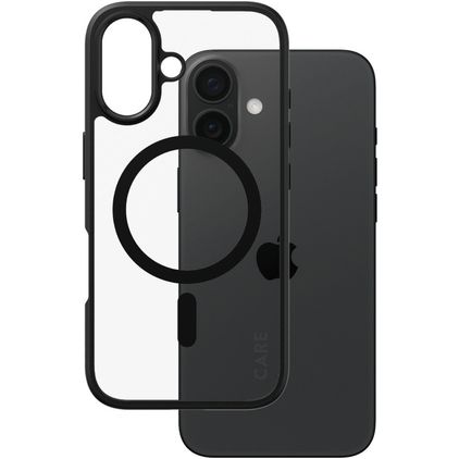 CARE by PanzerGlass Flagship iPhone 16 MagSafe Hoesje Hardcase Backcover - Transparant / Zwart