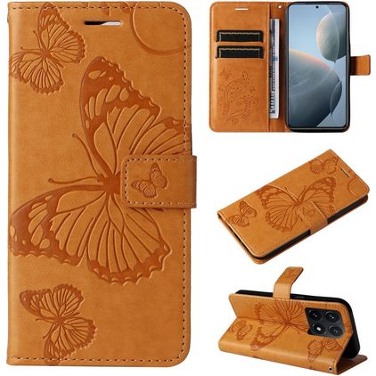 Mobigear Butterfly Xiaomi 14T Hoesje Bookcase Portemonnee - Cognac