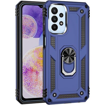 Mobigear Armor Ring Samsung Galaxy A23 Hoesje Hardcase Backcover Shockproof met Ringhouder - Blauw