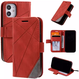 Mobigear Rhombus iPhone 12 Mini Hoesje Bookcase Portemonnee - Rood