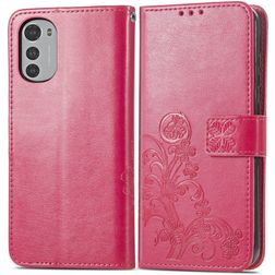 Mobigear Clover Motorola Moto E32 Hoesje Bookcase Portemonnee - Magenta