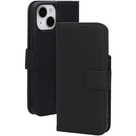 Mobiparts Wallet iPhone 14 MagSafe Hoesje Echt Leer Bookcase Portemonnee - Zwart