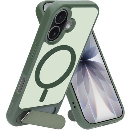 Mobiparts Hardcover iPhone 17 MagSafe Hoesje Hardcase Backcover met Standaard - Satin Green