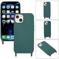 Mobigear Lanyard iPhone 14 Plus Siliconen Hoesje met koord - Groen