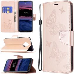 Mobigear Butterfly Nokia G10 Hoesje Bookcase Portemonnee - Roségoud