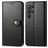 Mobigear Snap Button Samsung Galaxy S25 Hoesje Bookcase Portemonnee - Zwart