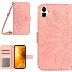 Mobigear Sunflower Samsung Galaxy A05 Hoesje Bookcase Portemonnee - Roze