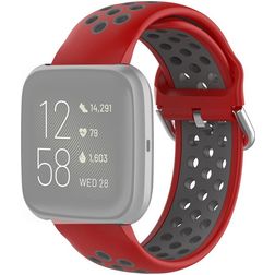 Mobigear Sport Plus Buckle Siliconen Fitbit Versa 2 Bandje Gespsluiting - Rood / Grijs