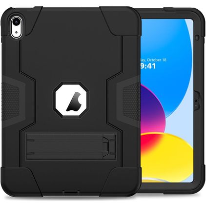 Mobigear ShieldStand iPad 10 (2022) Hoes Hard Kunststof,Siliconen Backcover + Standaard - Zwart
