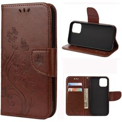 Mobigear Flowers iPhone 12 Mini Hoesje Bookcase Portemonnee - Bruin