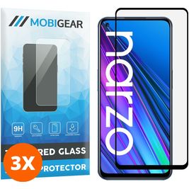 Mobigear Premium Realme Narzo 30 5G‎ Glazen Screenprotector - Case Friendly - Zwart (3-Pack)