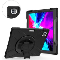 Mobigear SureGrip XGuard iPad Pro 13 Inch (2024) Hoes Hard Kunststof,Siliconen Backcover + Stylus Houder + Schouderband + Standaard - Zwart