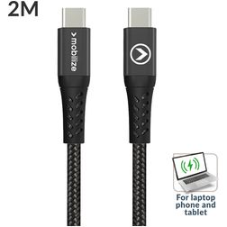Mobilize Strong Nylon USB-C naar USB-C Kabel 2 m - Zwart