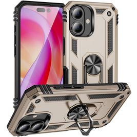 Mobigear Armor Ring iPhone 16 Hoesje Hardcase Backcover Shockproof met Ringhouder - Goud