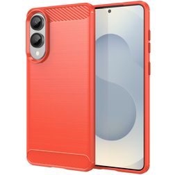 Mobigear Brushed Slim Samsung Galaxy S25 Edge Hoesje Flexibel TPU Backcover - Rood