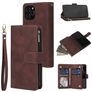 Mobigear Zipper iPhone 12 Pro Hoesje Bookcase Portemonnee - Bruin