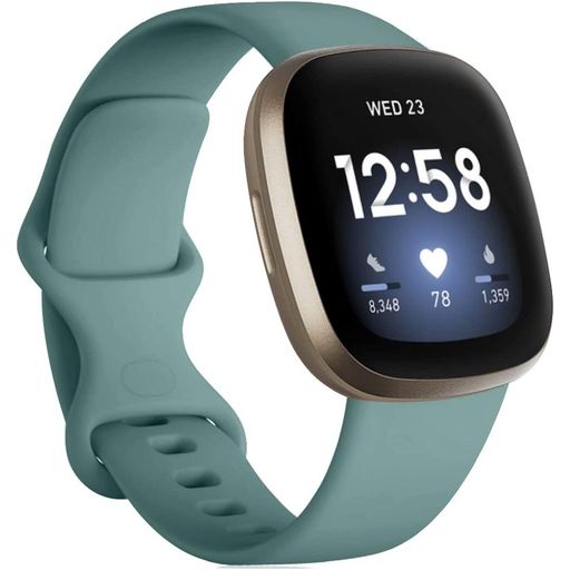 Mobigear Sport Dual Siliconen Fitbit Versa 3 Bandje Druksluiting - Turquoise