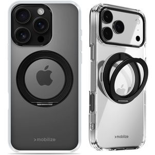 Mobilize 360 Rotating Ring iPhone 16 Pro MagSafe Hoesje Hardcase Backcover met Ringhouder - Zwart