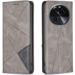 Mobigear Rhombus Slim OPPO Find X6 Hoesje Bookcase - Grijs