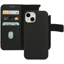 Mobiparts iPhone 14 MagSafe Hoesje Echt Leer Uitneembare 2in1 Bookcase Portemonnee - Zwart