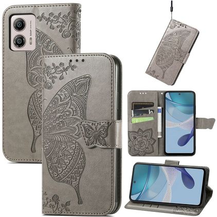 Mobigear Butterfly Motorola Moto E13 Hoesje Bookcase Portemonnee - Grijs