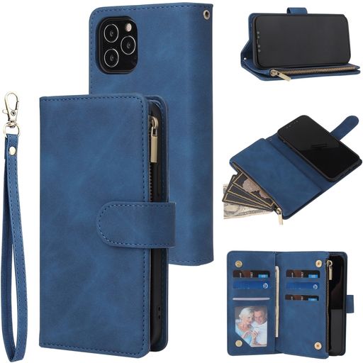 Mobigear Zipper iPhone 12 Mini Hoesje Bookcase Portemonnee - Blauw