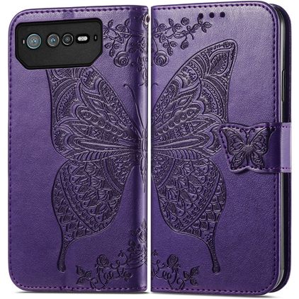 Mobigear Butterfly ASUS ROG Phone 6 Pro Hoesje Bookcase Portemonnee - Paars