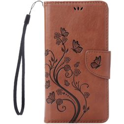 Mobigear Flowers iPhone SE (2022) Hoesje Bookcase Portemonnee - Bruin