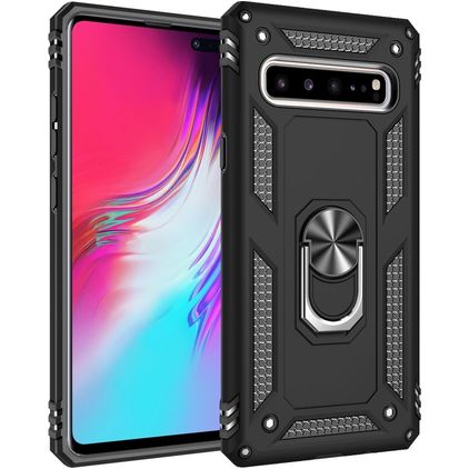 Mobigear Armor Ring Samsung Galaxy S10 5G Hoesje Hardcase Backcover Shockproof met Ringhouder - Zwart