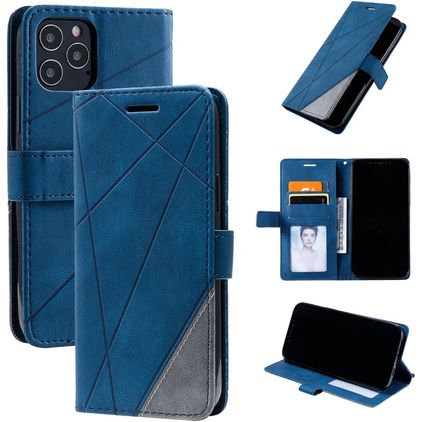 Mobigear Rhombus iPhone 12 Hoesje Bookcase Portemonnee - Blauw