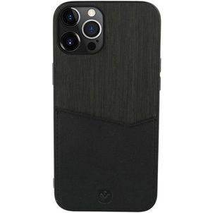 Valenta Card Slot iPhone 13 Pro Max Hoesje Echt Leer Backcover met Pasjeshouder - Zwart