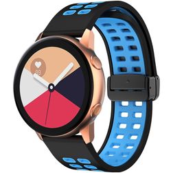 Mobigear Sport Plus Mag Siliconen Smartwatch Bandje Magneetsluiting - Universeel 22 mm connector - Zwart / Blauw