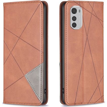 Mobigear Rhombus Slim Motorola Moto E32s Hoesje Bookcase - Bruin