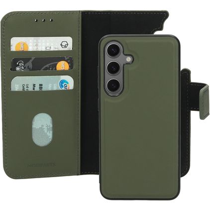 Mobiparts Samsung Galaxy S24 MagSafe Hoesje Echt Leer Uitneembare 2in1 Bookcase Portemonnee - Groen