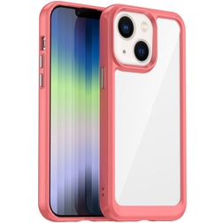 Mobigear Crystal iPhone 14 Hoesje Hardcase Backcover - Transparant / Rood