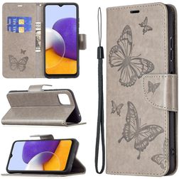 Mobigear Butterfly Samsung Galaxy A22 5G Hoesje Bookcase Portemonnee - Grijs