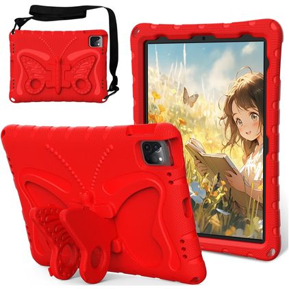 Mobigear Butterfly iPad Air 11 Inch (2025) Hoes EVA Schuim Backcover + Schouderband + Standaard - Rood