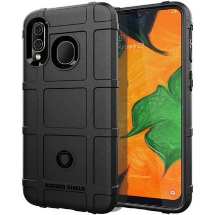 Mobigear Rugged Shield Samsung Galaxy A40 Hoesje Flexibel TPU Backcover Shockproof - Zwart