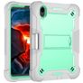 Mobigear ShieldStand iPad Mini 6 (2021) Hoes Hard Kunststof,Siliconen Backcover + Stylus Houder + Standaard - Grijs / Turquoise