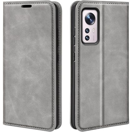 Mobigear Retro Slim Xiaomi 12 Pro Hoesje Bookcase Portemonnee - Grijs