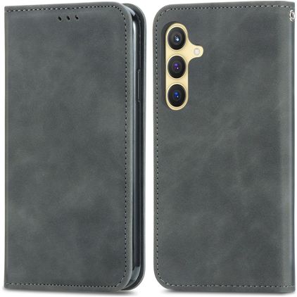 Mobigear Retro Slim Samsung Galaxy S25 Hoesje Bookcase Portemonnee - Grijs