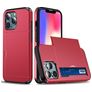 Mobigear Card iPhone 13 Mini Hoesje Hardcase Backcover Shockproof met Pasjeshouder - Rood
