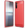 Mobigear Brushed Slim Sony Xperia 10 III Hoesje Flexibel TPU Backcover - Rood